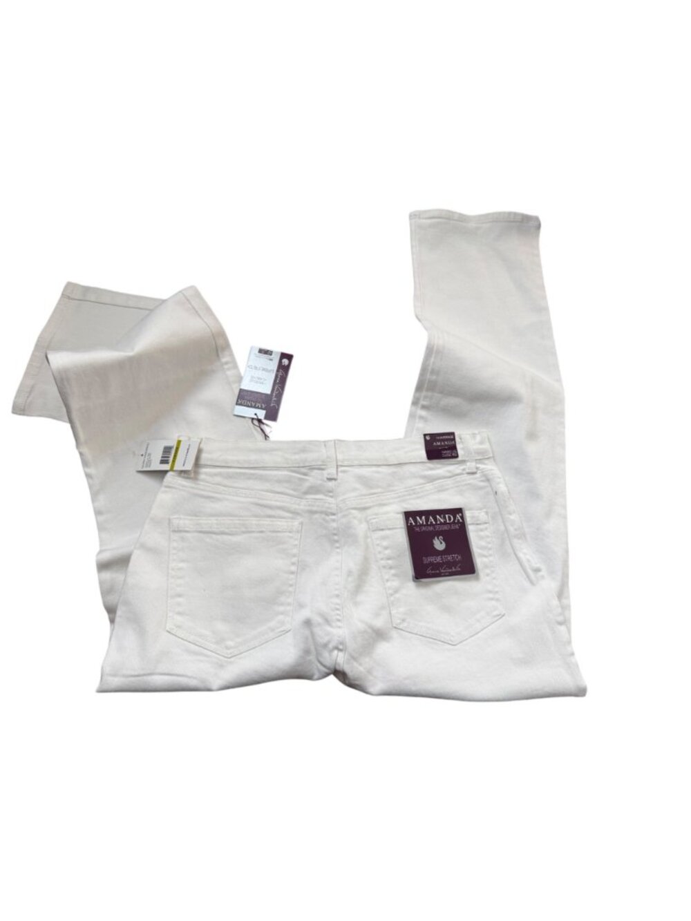 Womens White Jean Tapered Classic Rise White Supreme Stretch Jeans 14 Amanda Jea - Picture 11 of 14